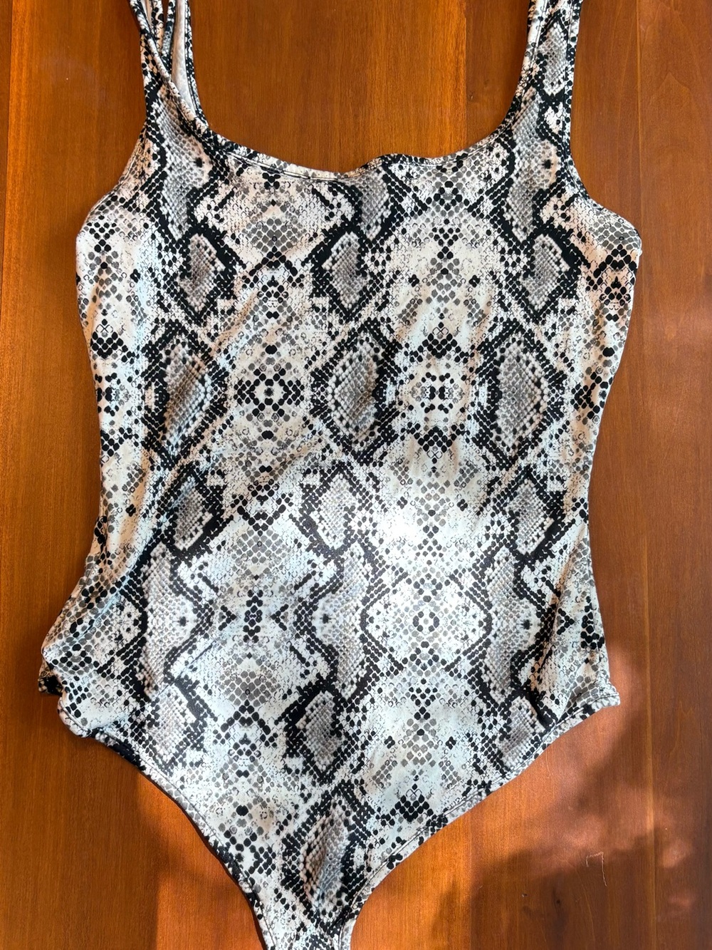 Isis Snake Print Square Neck Bodysuit - Black & White